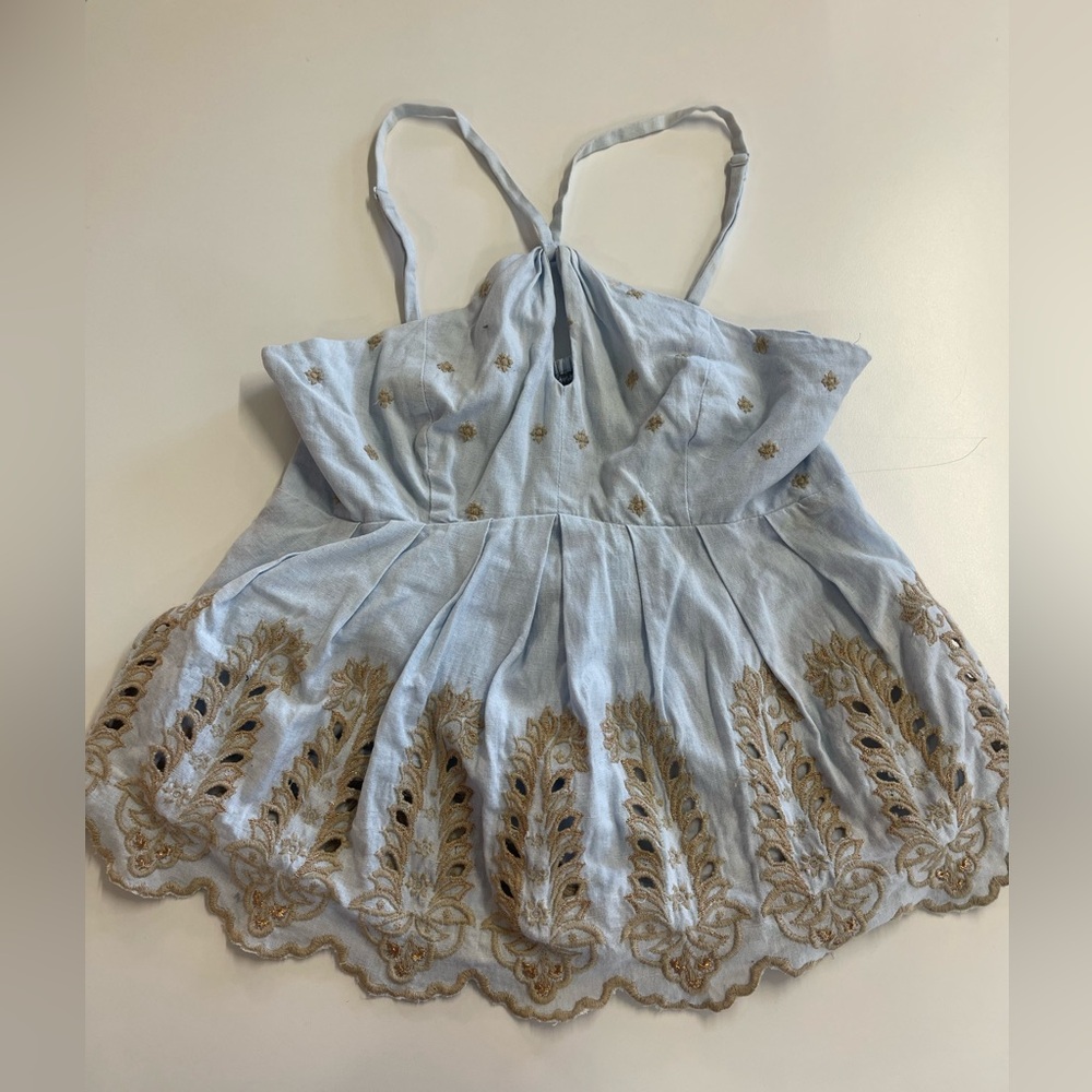 Anthropologie Moulinette Soeurs Womens Peplum Halter Top SMALL Embroidered - Picture 2 of 11